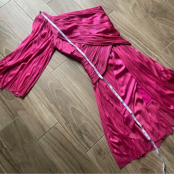 Maria Lucia Hohan Aquila pink pleated silk one shoulder long sleeve midi dress - Picture 14 of 16